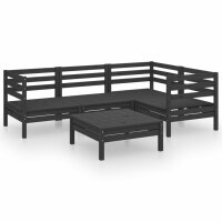 vidaXL 5-tlg. Garten-Lounge-Set Massivholz Kiefer Schwarz