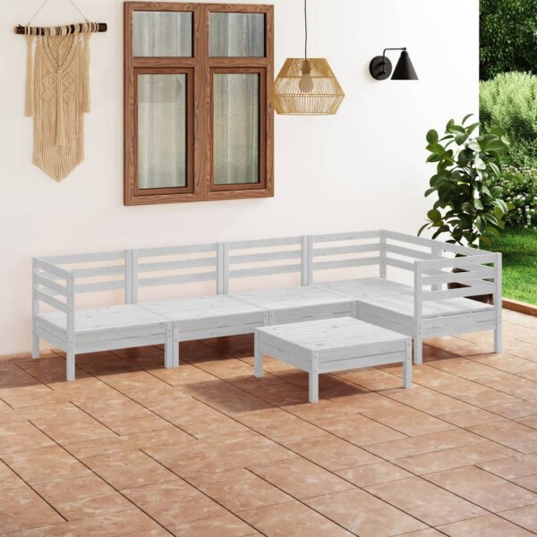 vidaXL 6-tlg. Garten-Lounge-Set Massivholz Kiefer Wei&szlig;