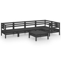 vidaXL 6-tlg. Garten-Lounge-Set Massivholz Kiefer Schwarz