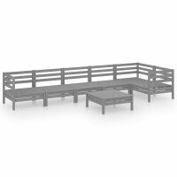 vidaXL 7-tlg. Garten-Lounge-Set Kiefer Massivholz Grau