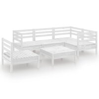 vidaXL 6-tlg. Garten-Lounge-Set Massivholz Kiefer Wei&szlig;