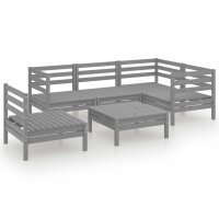 vidaXL 6-tlg. Garten-Lounge-Set Massivholz Kiefer Grau