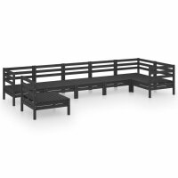 vidaXL 7-tlg. Garten-Lounge-Set Massivholz Kiefer Schwarz