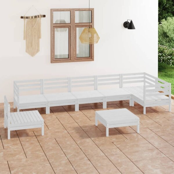 vidaXL 8-tlg. Garten-Lounge-Set Massivholz Kiefer Wei&szlig;