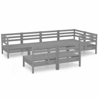 vidaXL 7-tlg. Garten-Lounge-Set Massivholz Kiefer Grau