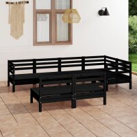 vidaXL 7-tlg. Garten-Lounge-Set Massivholz Kiefer Schwarz