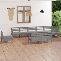 vidaXL 9-tlg. Garten-Lounge-Set Massivholz Kiefer Grau