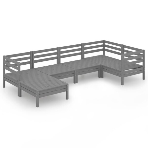 vidaXL 6-tlg. Garten-Lounge-Set Massivholz Kiefer Grau