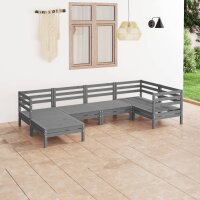 vidaXL 6-tlg. Garten-Lounge-Set Massivholz Kiefer Grau