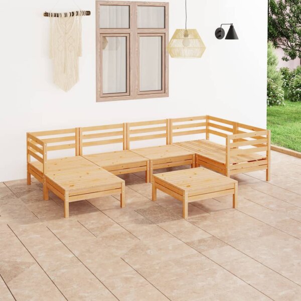 vidaXL 7-tlg. Garten-Lounge-Set Massivholz Kiefer