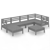 vidaXL 7-tlg. Garten-Lounge-Set Massivholz Kiefer Grau