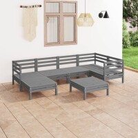 vidaXL 7-tlg. Garten-Lounge-Set Massivholz Kiefer Grau