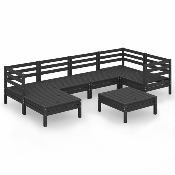 vidaXL 7-tlg. Garten-Lounge-Set Massivholz Kiefer Schwarz