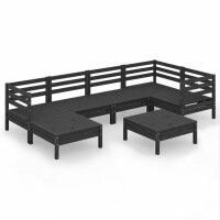 vidaXL 7-tlg. Garten-Lounge-Set Massivholz Kiefer Schwarz