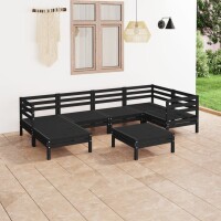 vidaXL 7-tlg. Garten-Lounge-Set Massivholz Kiefer Schwarz