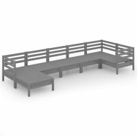 vidaXL 7-tlg. Garten-Lounge-Set Massivholz Kiefer Grau