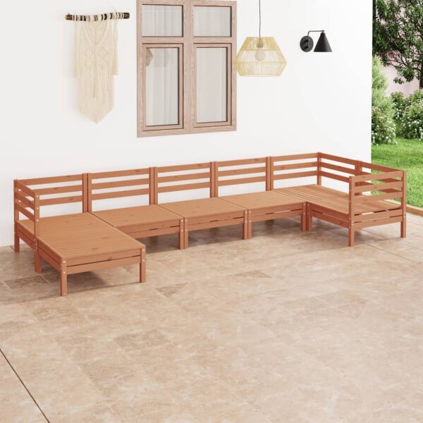 vidaXL 7-tlg. Garten-Lounge-Set Massivholz Kiefer Honigbraun