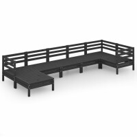 vidaXL 7-tlg. Garten-Lounge-Set Massivholz Kiefer Schwarz