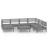 vidaXL 8-tlg. Garten-Lounge-Set Massivholz Kiefer Grau