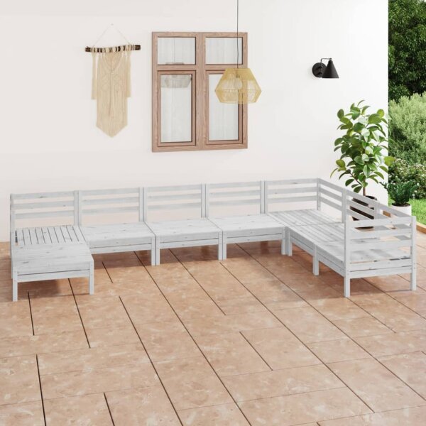 vidaXL 8-tlg. Garten-Lounge-Set Massivholz Kiefer Wei&szlig;