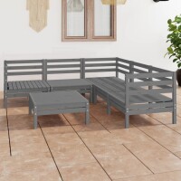 vidaXL 6-tlg. Garten-Lounge-Set Massivholz Kiefer Grau