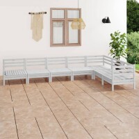 vidaXL 7-tlg. Garten-Lounge-Set Massivholz Kiefer Wei&szlig;