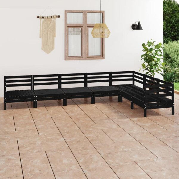 vidaXL 7-tlg. Garten-Lounge-Set Massivholz Kiefer Schwarz