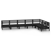 vidaXL 7-tlg. Garten-Lounge-Set Massivholz Kiefer Schwarz