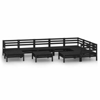 vidaXL 10-tlg. Garten-Lounge-Set Massivholz Kiefer Schwarz