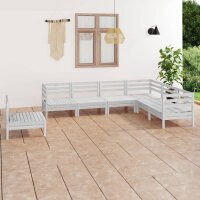 vidaXL 7-tlg. Garten-Lounge-Set Massivholz Kiefer Wei&szlig;