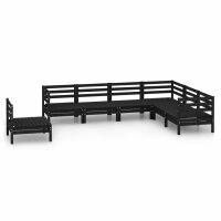 vidaXL 7-tlg. Garten-Lounge-Set Massivholz Kiefer Schwarz