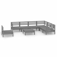 vidaXL 8-tlg. Garten-Lounge-Set Massivholz Kiefer Grau