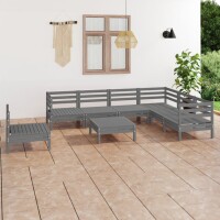 vidaXL 8-tlg. Garten-Lounge-Set Massivholz Kiefer Grau