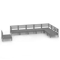 vidaXL 8-tlg. Garten-Lounge-Set Massivholz Kiefer Grau