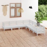 vidaXL 7-tlg. Garten-Lounge-Set Massivholz Kiefer Weiß