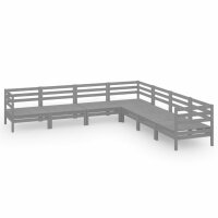 vidaXL 7-tlg. Garten-Lounge-Set Massivholz Kiefer Grau