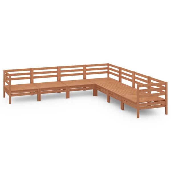 vidaXL 7-tlg. Garten-Lounge-Set Massivholz Kiefer Honigbraun