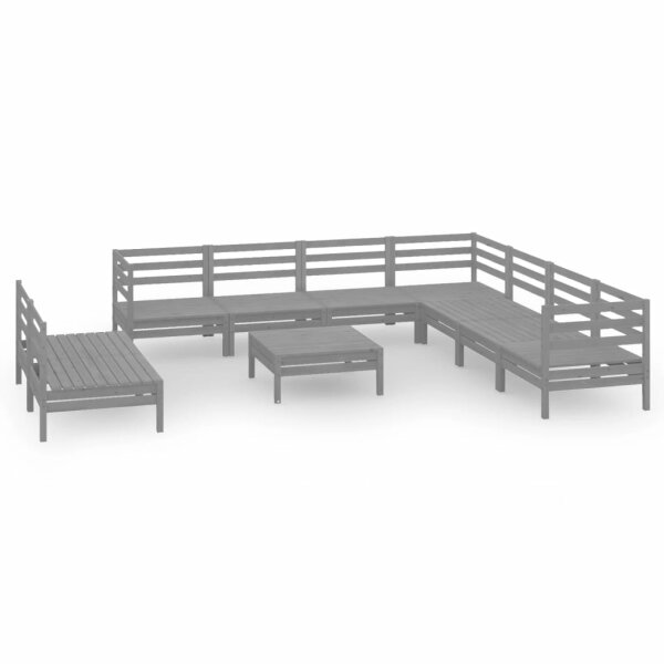 vidaXL 10-tlg. Garten-Lounge-Set Massivholz Kiefer Grau