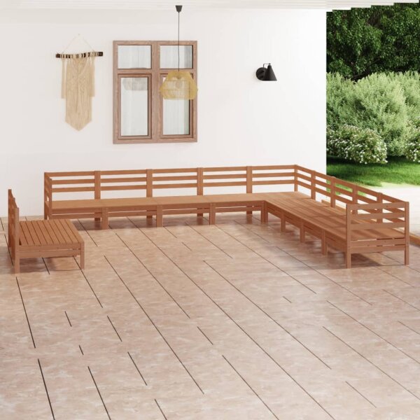 vidaXL 11-tlg. Garten-Lounge-Set Massivholz Kiefer Honigbraun