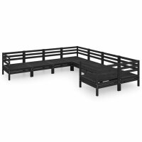 vidaXL 8-tlg. Garten-Lounge-Set Massivholz Kiefer Schwarz