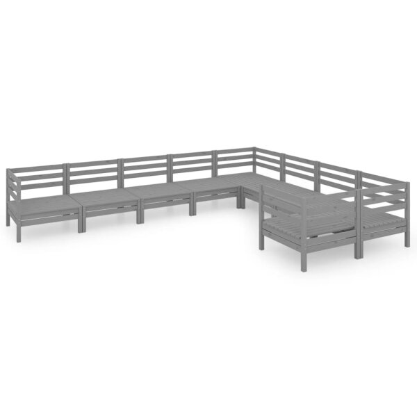 vidaXL 9-tlg. Garten-Lounge-Set Grau Massivholz Kiefer