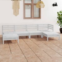 vidaXL 6-tlg. Garten-Lounge-Set Wei&szlig; Massivholz Kiefer