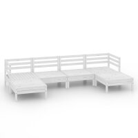 vidaXL 6-tlg. Garten-Lounge-Set Weiß Massivholz Kiefer