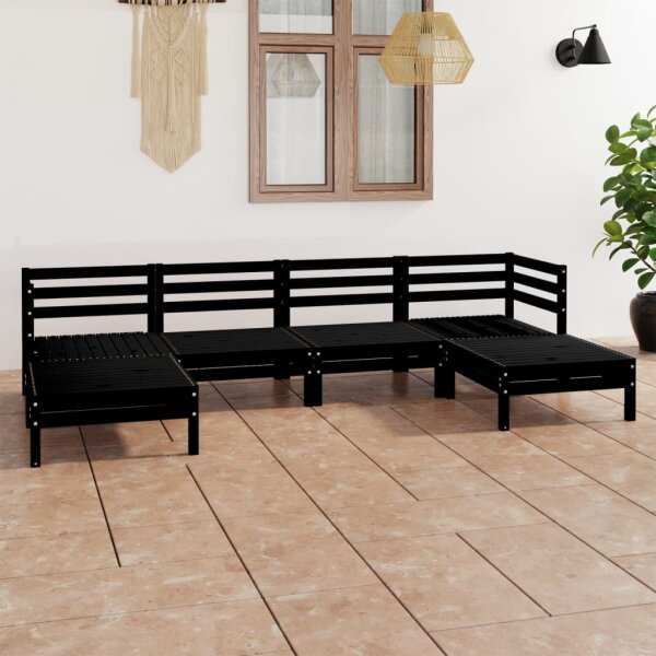 vidaXL 6-tlg. Garten-Lounge-Set Schwarz Massivholz Kiefer