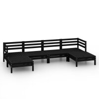 vidaXL 6-tlg. Garten-Lounge-Set Schwarz Massivholz Kiefer