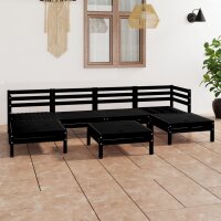 vidaXL 7-tlg. Garten-Lounge-Set Schwarz Massivholz Kiefer