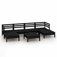 vidaXL 7-tlg. Garten-Lounge-Set Schwarz Massivholz Kiefer