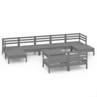 vidaXL 10-tlg. Garten-Lounge-Set Grau Kiefer Massivholz