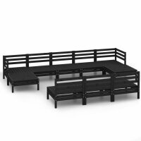 vidaXL 10-tlg. Garten-Lounge-Set Schwarz Massivholz Kiefer