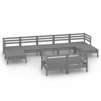 vidaXL 9-tlg. Garten-Lounge-Set Grau Massivholz Kiefer